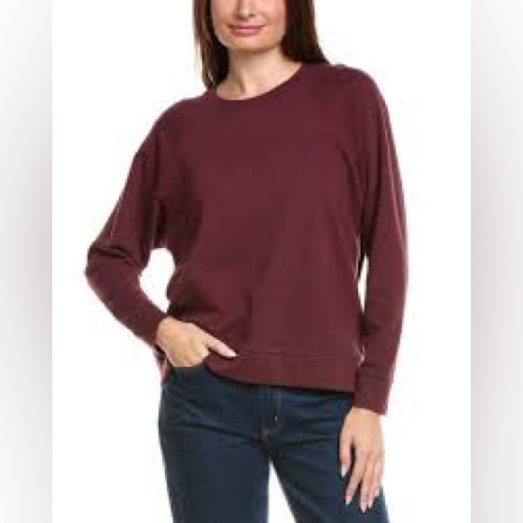 James Perse Tops - James‎ Perse Burgundy Cotton Crewneck Size 0 NWT